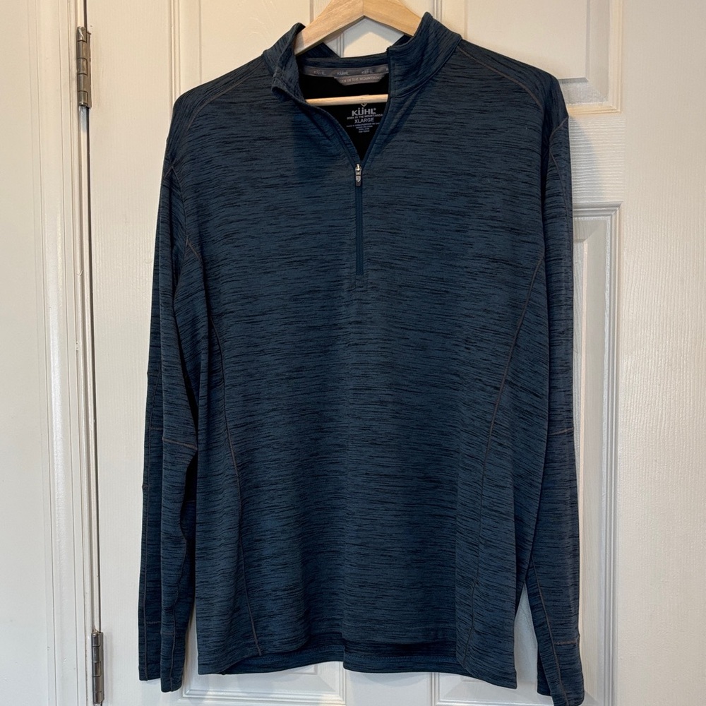 Kuhl Men's 1/4 Zip Blue Long Sleeve Hiking Top